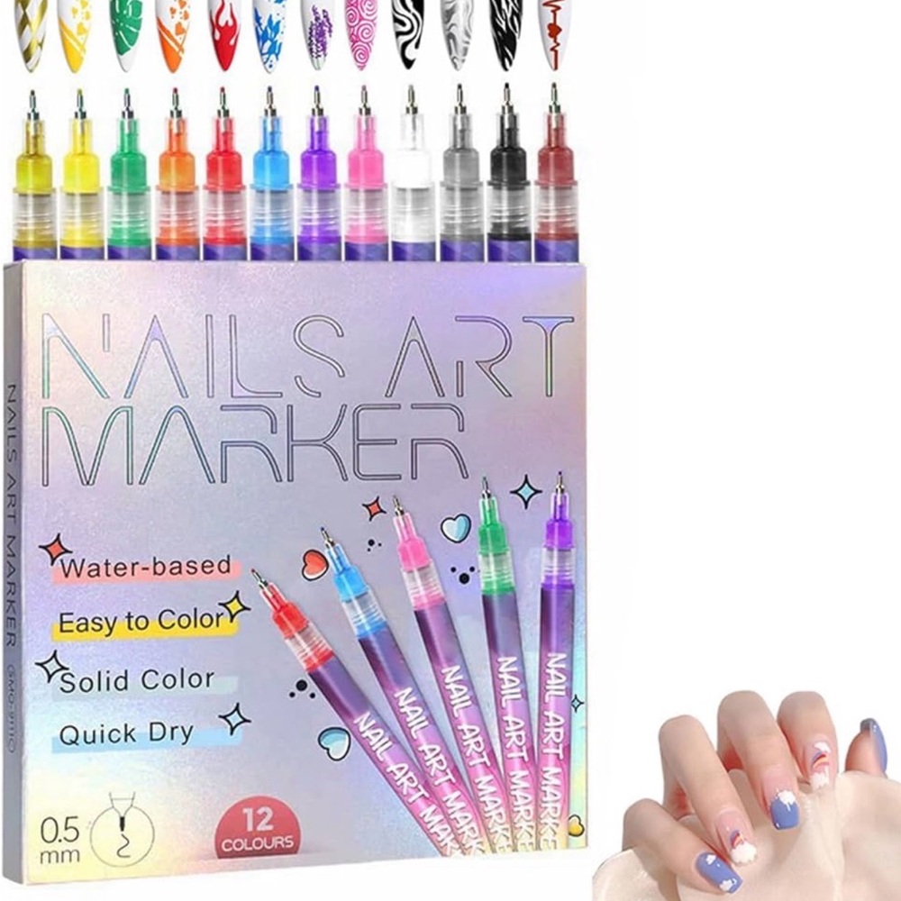 12 Colors Nail Art Marker Pens Set